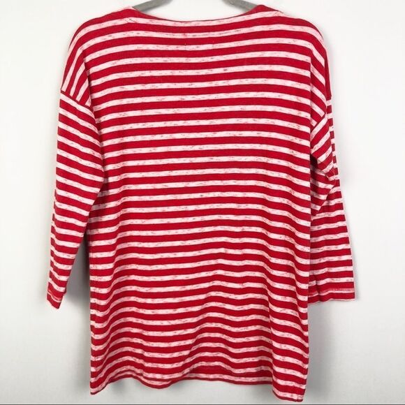 MADEWELL | Cozy Slub Red White Striped Top 3/4 Sleeve Women’s Size Small - Picture 10 of 13